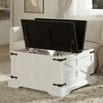 thumbnail image 4 of Frmobepts Farmhouse Coffee Table, Square Wood Center Table with Storage and Lift Top, Metal Corners for Living Room, White, 4 of 9