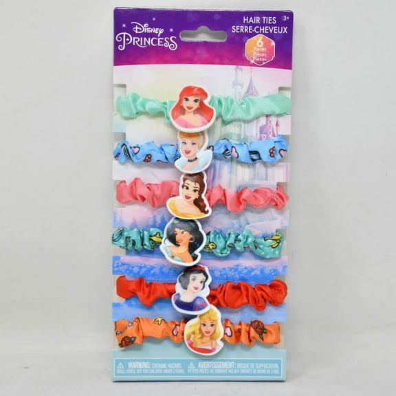 Disney Princess 6pk Scrunch Hair Elastics on Card, girls