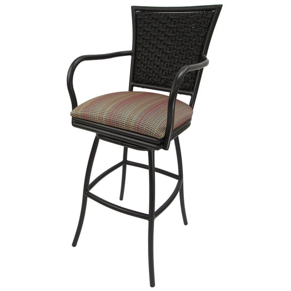 Outdoor Extra Tall Patio Bar Stool 34" Erin Black - Multi Stripe