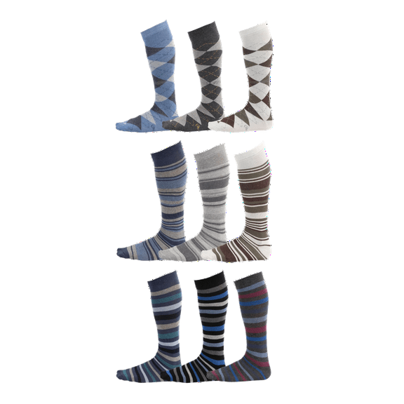 Pierre Henry Over the Calf Socks for Men (3 pairs) | Cotton Over the Calf Dress Socks