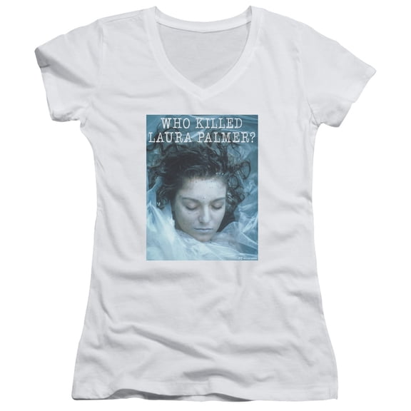 Twin Peaks Who Killed Laura Junior Women's V-Neck T-Shirt White