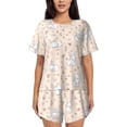 thumbnail image 1 of Fotbe Cute Rabbit Conjunto de Pijama Estampado para Mujer, 2 Piezas, Ropa de Dormir con Camiseta de Manga Corta y Shorts Suaves-4X-Large, 1 of 6