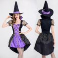 thumbnail image 1 of Uniforme de juego de bruja, vestido largo de Halloween, disfraz de bruja púrpura, disfraz de actuación de Cosplay, 1 of 5