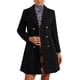 thumbnail image 1 of Abrigo largo INSPIRE CHIC para mujer, con solapa de muesca, de doble botonadura y mangas largas, color negro S, 1 of 6