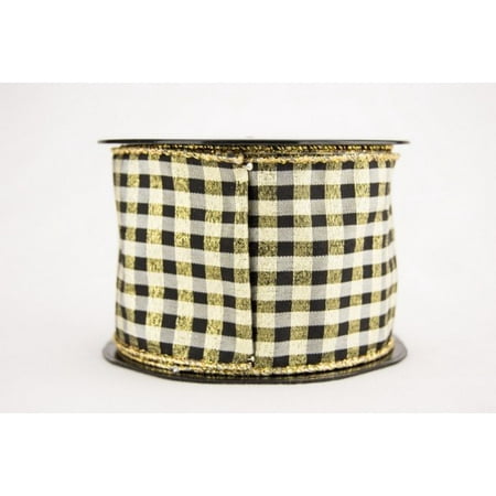 ribbon wired gold check yards weave bazaar metallic inch