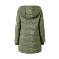 thumbnail image 4 of Womens Sherpa Lined Puffer Jacket Hooded Wave Quilted Full Zip Mid Length Padded with Poecets Warm Fall Winter Casual Outerwear, 4 of 8