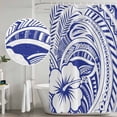 thumbnail image 4 of Polynesia Texture Shower Curtain Set - 72" x 78" Washable Bathtub Curtain with 12 Hooks, Vintage Traditional Tribe Floral Abstract Art Blue Waterproof Fabric Stall Shower Curtains for Bathroom Décor, 4 of 6