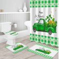 thumbnail image 3 of FMSHPON Shamrock CloverRetro Truck 4 Piece Bathroom Set Shower Curtain Bath Rug Contour Mat and Toilet Lid Cover, 3 of 7
