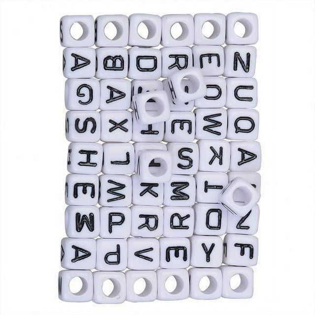 Colorido juego de 200 piezas de cuentas de letras acrílicas cuadradas para creaciones personalizadas 5 piezas