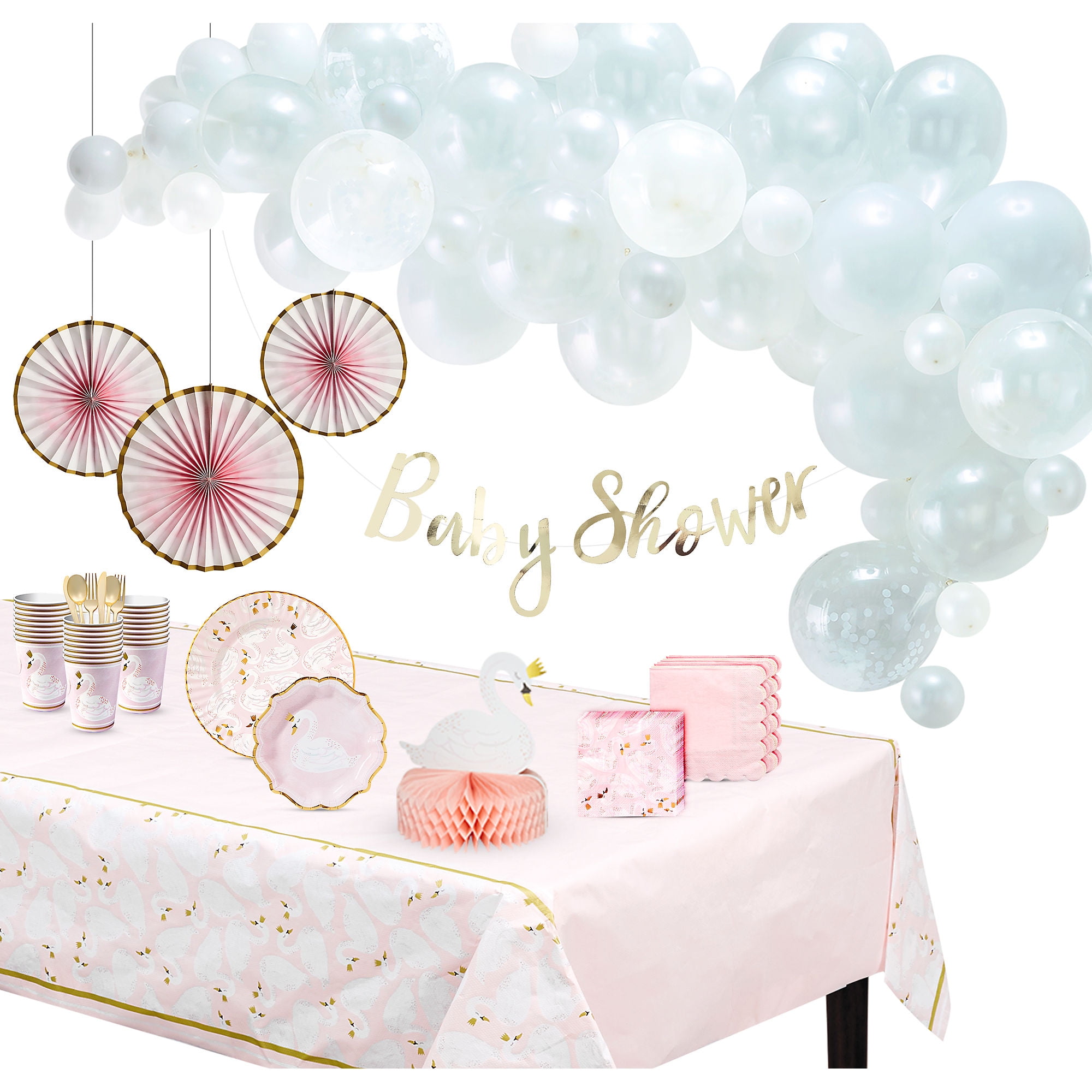 Party City Swan Baby Shower Party Supplies For 32 Guests Include