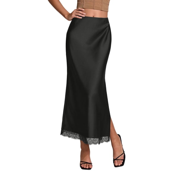 MuXiKeJi Clothes Women's Satin Maxi Skirts 2026 Spring High Waisted Flowy Long Silk A Line Elegant Business Casual Formal Slip Skirt