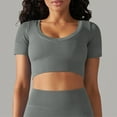thumbnail image 2 of Timegard Crop Tops for Women Ribbed U Neck Short Sleeve Workout Yoga Tops Seamless Going out Tee Shirts, 2 of 6