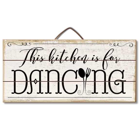 CounterArt "Kitchen is For Dancing" Decorative Slatted Pallet Wood Sign 12" by 6"