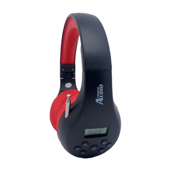 FM Radio Headphones Pull-Out Antenna, Great Reception, Sound Quality, Light Weight, Walking, Ease of Use, Jogging, Relaxing, School, Talk Radio, Require 2AA Batteries (Not Included) Black & Red
