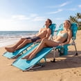 thumbnail image 2 of Gymax Set of 2 Beach Chaise Lounge Chair Folding Reclining Chair w/ Facing Hole Turquoise, 2 of 10