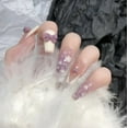 thumbnail image 1 of 24Pcs Medium Long Acrylic Fake Nails cool Spice Girls Wearing False Nails Set Press on 네일팁 Removable French Nails Fake 네일파츠 LU, 1 of 6