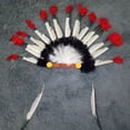 thumbnail image 3 of Tocado de jefe nativo americano, disfraz indio de Cosplay, vestido de cabeza de plumas artificiales, accesorios para adultos y niños, 3 of 5