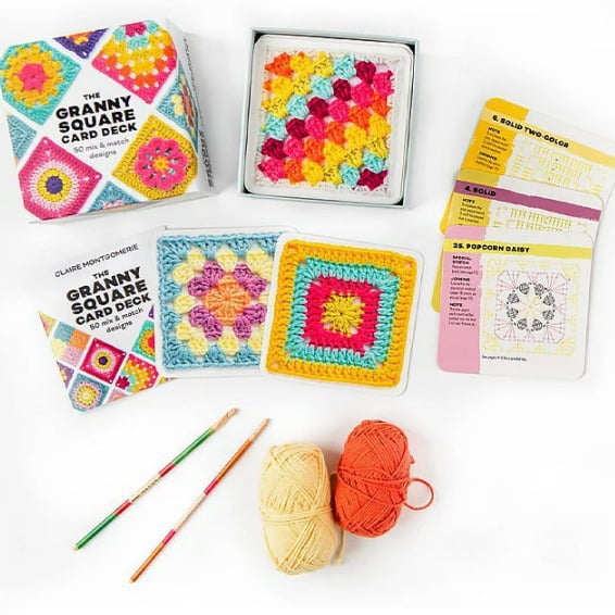 The Granny Square Card Deck DIY Knitting Pattern Cards, Grandma Square Crochet Guide Set