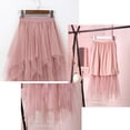 thumbnail image 2 of Women's Tulle Skirt Formal High Low Asymmetrical Midi Length Elastic Waist Tutu Layered Puffy Fairy Skirts, 2 of 5