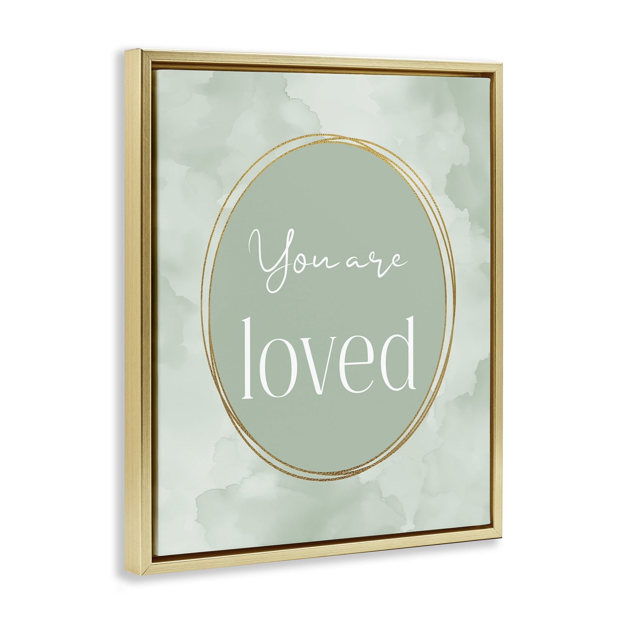 Stupell Industries Green Golden Affirmation Gold Framed Floater Canvas Wall Art, design by Christine Simpson Art