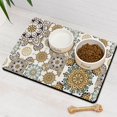 thumbnail image 3 of Boho Retro Floral Pet Feeding Mat-Absorbent Pet Placemat for Food and Water Bowl, with Waterproof Rubber Backing, Quick Dry Water Dispenser Mat for Dog and Cat (16"x24"), 3 of 7