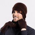 thumbnail image 5 of Unisex Womens&Mens Adult Winter Warm Hat Gloves Neck Three Piece Set Winter Outdoor Cold Proof Plush Knitted Hat, 5 of 8