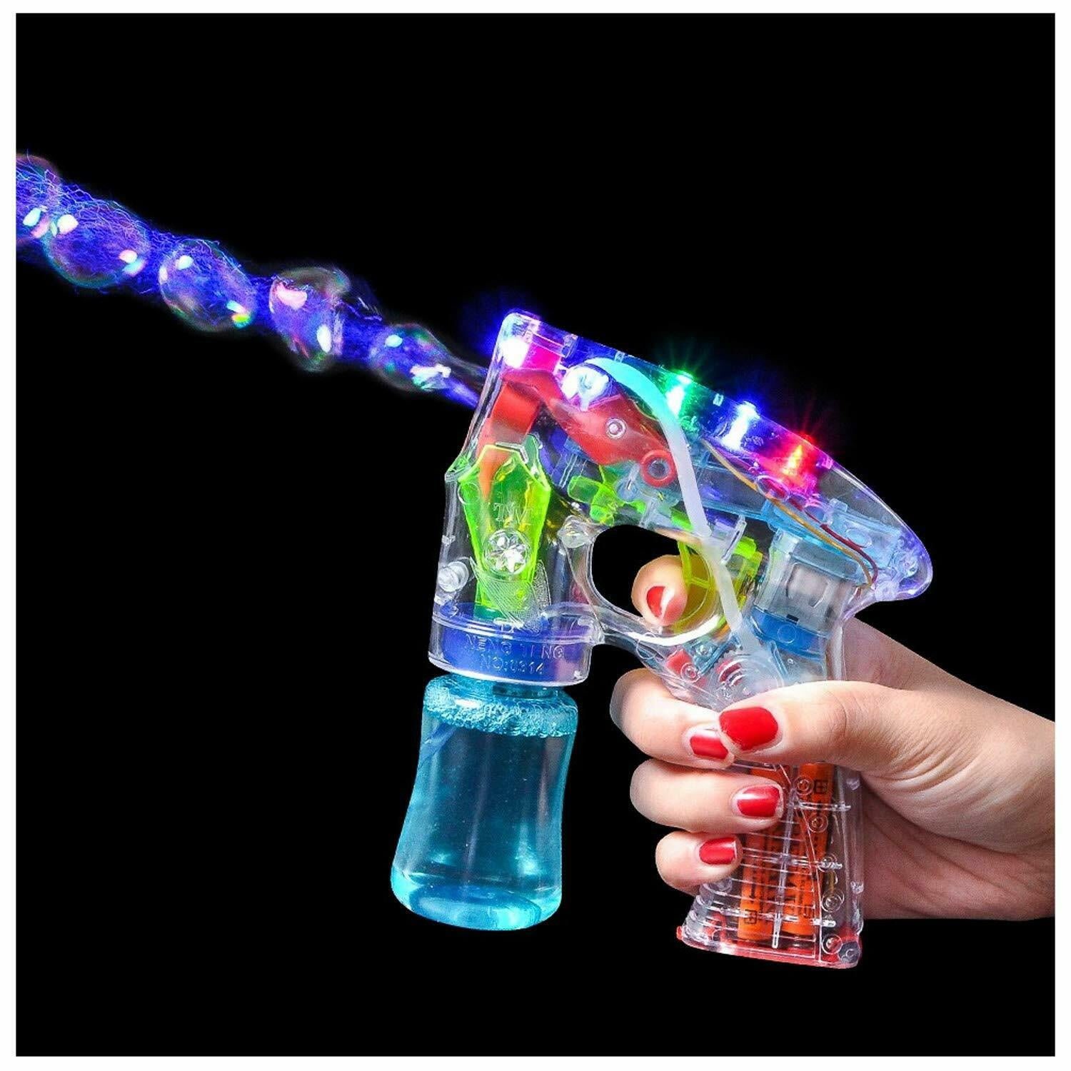 Magic LED Light BUBBLE GUN BUBBLEIZER SHOOTER Solution Automatic KIDS PARTY GIFT 