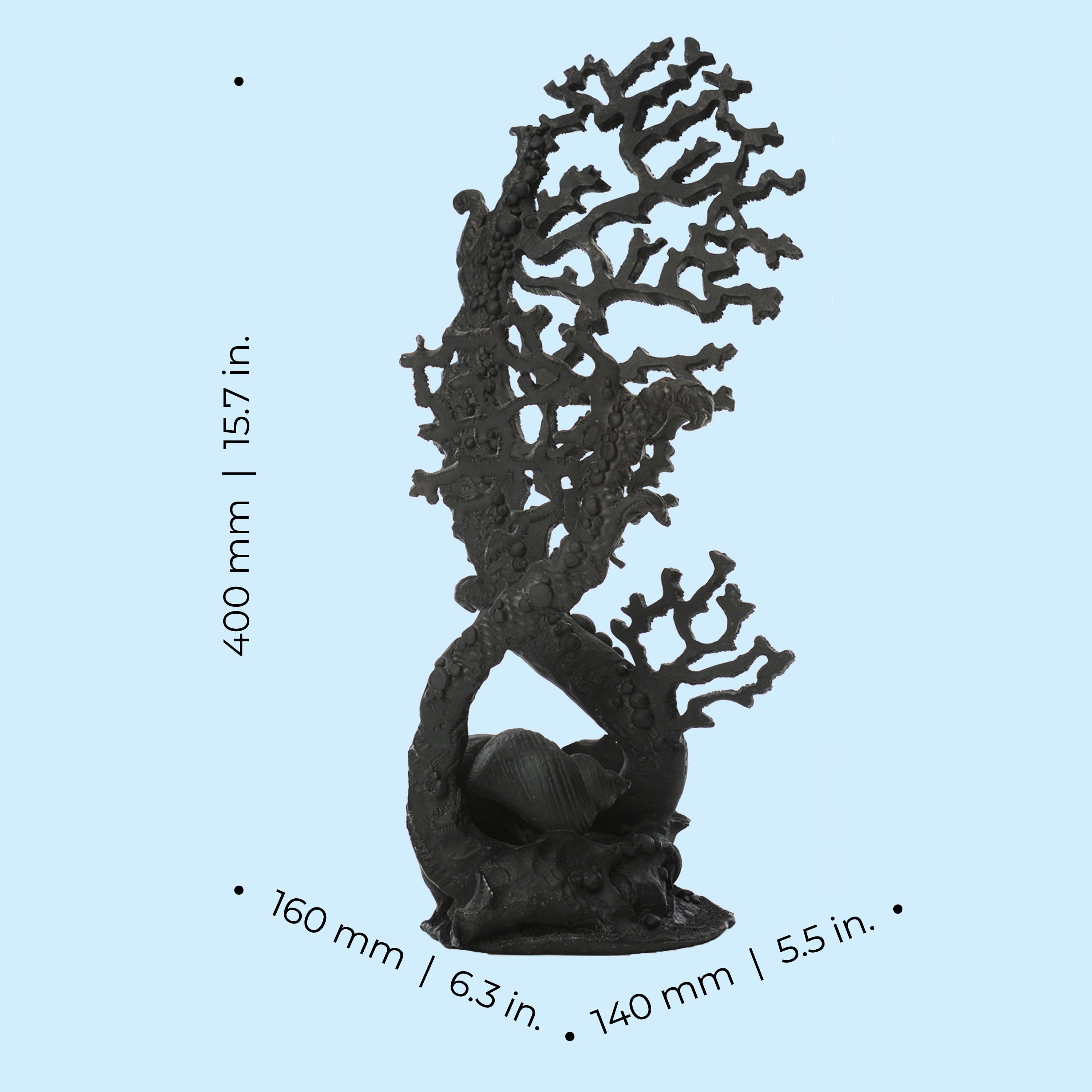 biOrb Black Fan Coral 16.10" Resin Sculpture