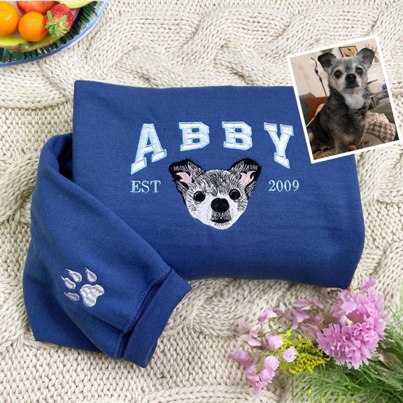 Custom Pet Face Embroidered Pet Lover Gifts, Sweatshirt