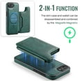 thumbnail image 3 of For iPhone 16e PU Leather Wallet Phone Case,Compatible with Mag-Safe,Magnetic Detachable Card Holder,Back Flip Kickstand,2-in-1 Heavy Duty Shockproof RFID Blocking Phone Case,Green, 3 of 5