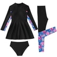 thumbnail image 2 of Toddler Swimsuit Girl Girl's Long Sleeve Rash Guard Two Piece Swimsuits with Shorts and Pants Girls' Swimwear Black 9-10 Years, 2 of 8