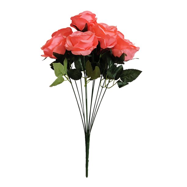 Ramo de novia de boda de flor de rosa artificial de 10 cabezas, ramo de flores de simulación de oficina en casa, rosa falso, rosa melocotón Kearding HA7036-05B