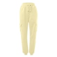 thumbnail image 4 of Summer Pants for Women Daily Home Outdoor Elastic Waist Side Pockets Trousers Casual Workout Trousers Sweatshirt Cargo Pants Fashion Woman Clothes Womens Boot Leg Women Fashion for Work Beige S, 4 of 6