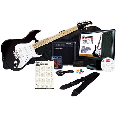 Silvertone SS10 Complete Electric Guitar Package with Instructional Software, Black