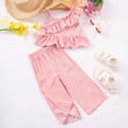 thumbnail image 2 of snilers Toddler Girls 2 Piece Outfits Summer Clothes Ruffle Trim Halter Wide Leg Pants Cute Clothing Set Size 1-6 Years, 2 of 7
