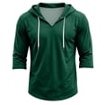 thumbnail image 7 of Lightweight 3/4 Sleeve Pullover Hoodies for Men Loose Fit V Neck Drawstring Casual Daily Beach Sweatshirts Dark Green M, 7 of 7