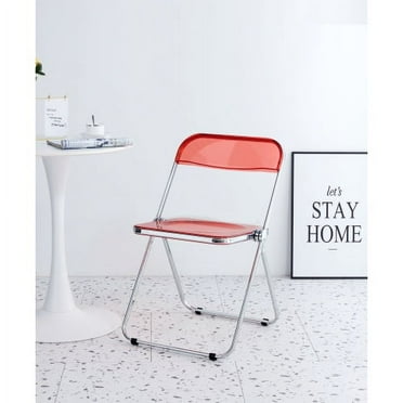 Red Clear Transparent Folding Chair,for Living Room, Office, Waiting Room & Party