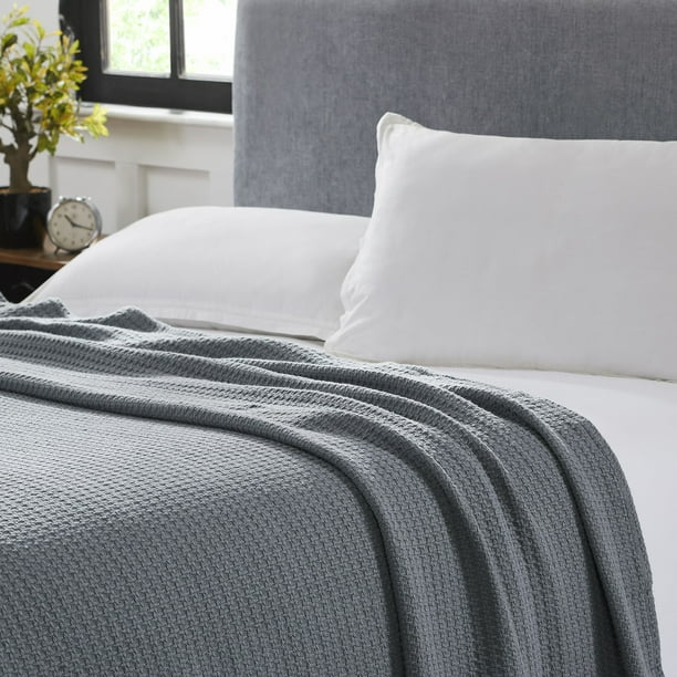 100 Cotton Waffle Weave Thermal Blanket Charcoal