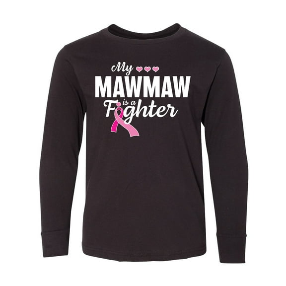 Inktastic Breast Cancer Awareness My Mawmaw is a Fighter Long Sleeve Youth T-Shirt