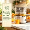 thumbnail image 2 of Dual-Head Automatic Citrus Juicer, Dual-Head Electric Citrus Juicer, Dual-head Electric Juicer with Built-in Cutter and Cleaning Brush, 1-Button Orange Lemon Lime Squeezer for Kitchen, 2 of 7