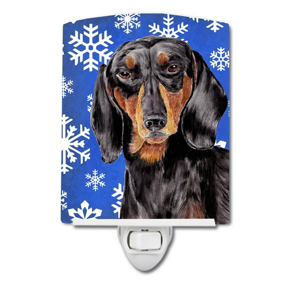 Caroline's Treasures SC9363CNL Dachshund Winter Snowflakes Holiday Ceramic Night Light, 6x4x3", multicolor