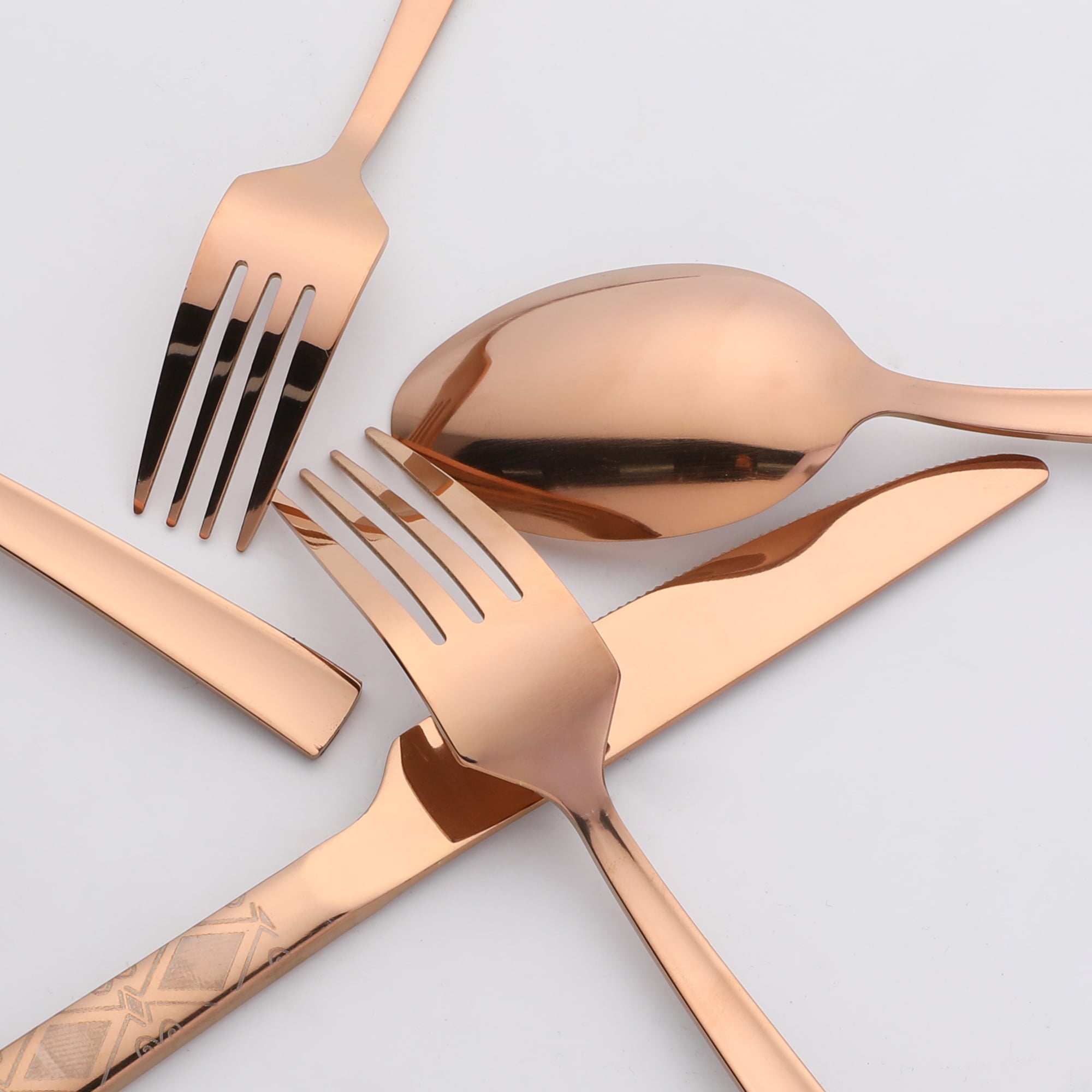 Unique Bargains 30 Piece Stainless Steel Floral Print Flatware Set for 6 Cutlery Silver