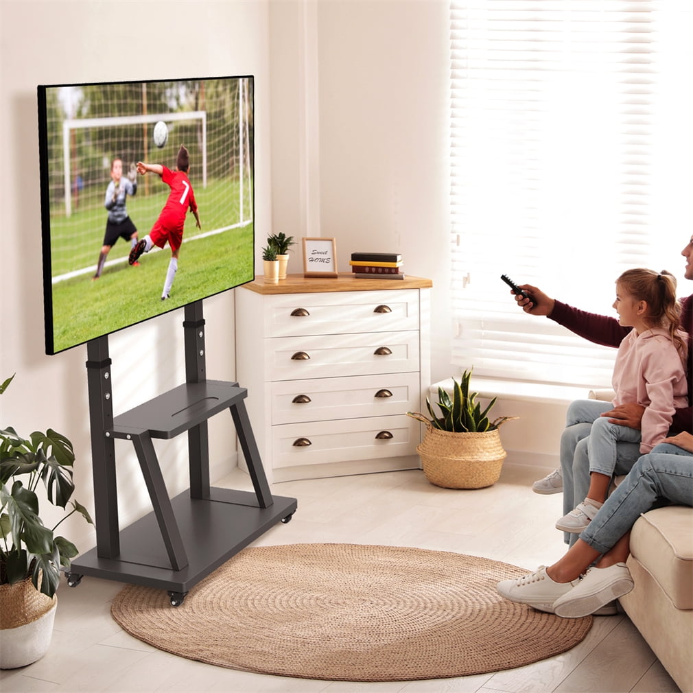 Wisfor 32-100" Rolling Floor TV Stand Height Adjustable TV Mount Bracket,176lb Loading,800X600mm VESA