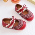 thumbnail image 4 of YunPes Girls Mary Jane Shoes Ruffle Gingham Lace Trim Flats Princess Shoes with Bowknot Ankle Strap Elegant Vintage Dress Shoes, 4 of 9