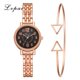 thumbnail image 2 of Ivpai Reloj de cuarzo con correa de aleación y esfera con números romanos para mujer con pulsera (oro rosa negro), 2 of 4