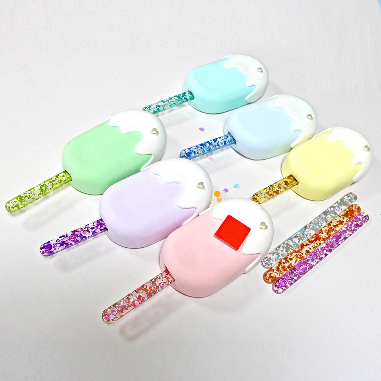 HannLk 50 pcs Reusable Multicolor Glitter Ice Cream Sticks Adorable Gifts Durable Use