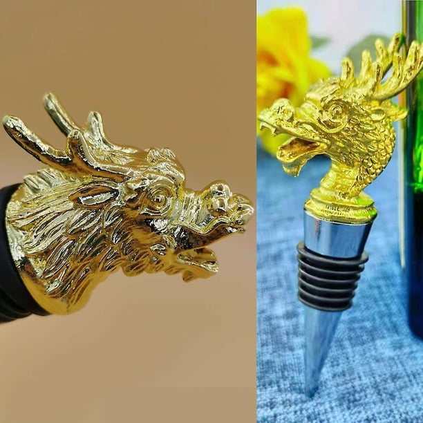 2 piezas de tapón vertedor de vino, tapón vertedor de acero inoxidable con forma de animal, boquilla decantadora para vino tinto y blanco robusto, tapón vertedor de botellas de vino y un