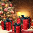 thumbnail image 3 of 15/20/25cm Juego de 3 cajas o con luces navideñas que funcionan con para Navidad Colcomx Apoyos de la caja del arte del hierro, 3 of 8