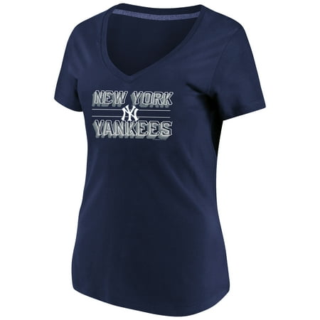 Women's Majestic Navy New York Yankees Compulsion to Win Plus Size V-Neck T-Shirt