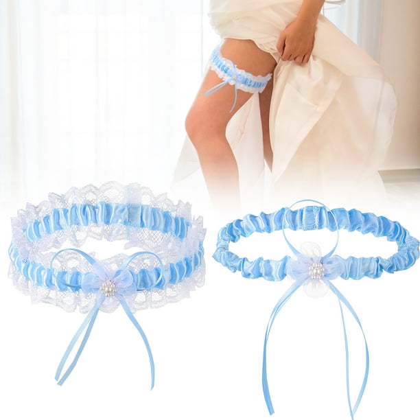 Lace Blue Bowknot Wedding Garter White Lace Garter Belt Elastic Leg Garter  Bridal Accessories For Women And Girls
